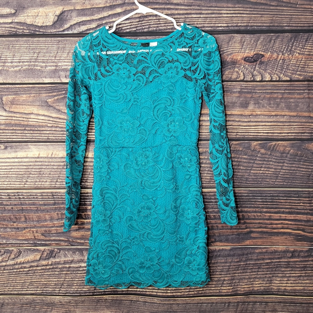Size 6 Teal Lace Mini Dress